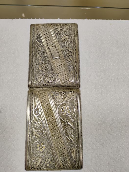 Уникална антикварна сребърна филигран табакера (музеен експонат)