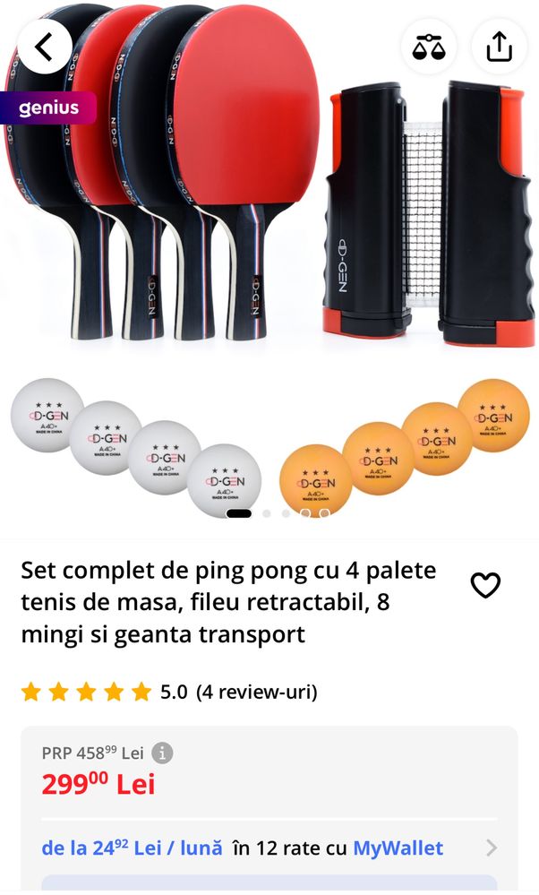 set complet palete ping pong