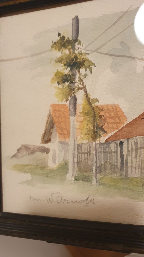 Tablou acuarelă semnat M. W. Arnold