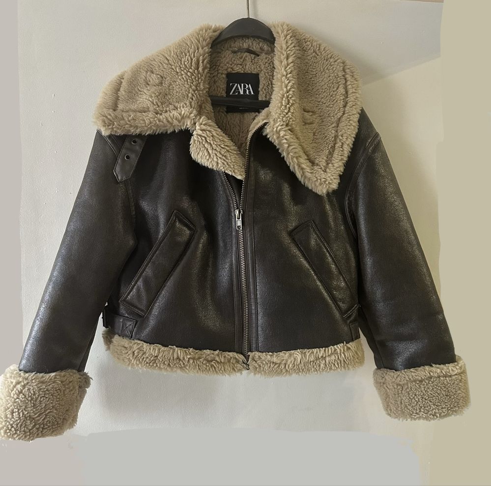 ZARA кафяво яке XS каракул