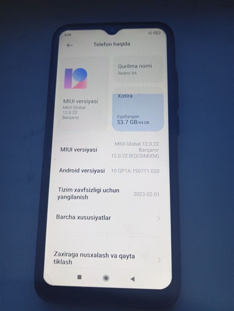 Redmi 9A.  64  talik xotira