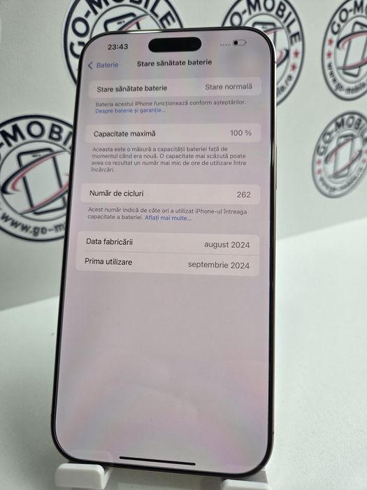 iPhone 16 Pro Max - 1TB - 100% Baterie - Garanție