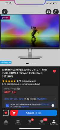 Monitor Ganing LED DELL 27 inch