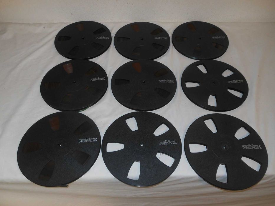 Benzi magnetofon Revox de aluminiu, role si cutii, role Akai