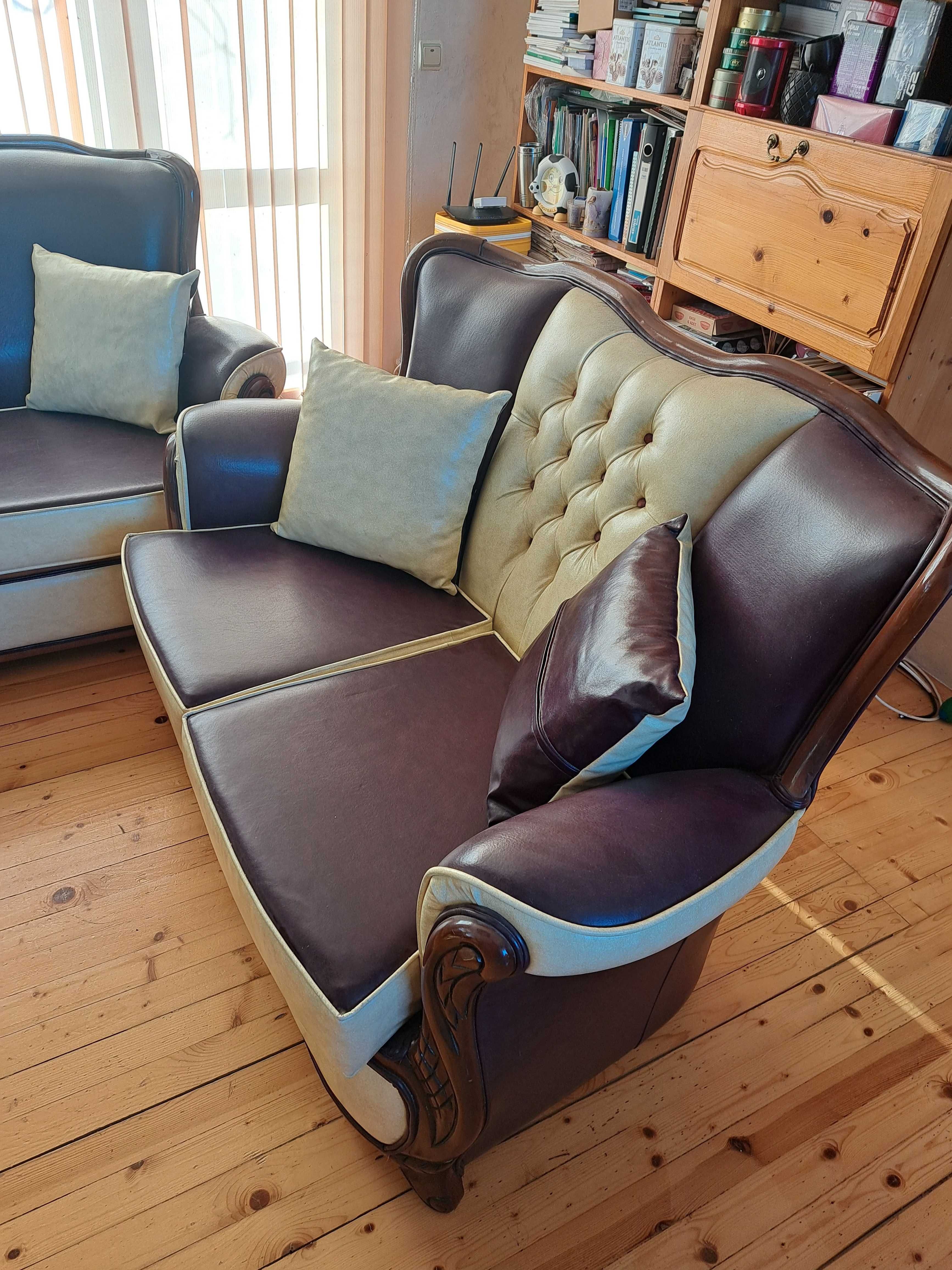 Комплект 2 дивана и 2 кресла - кожени
