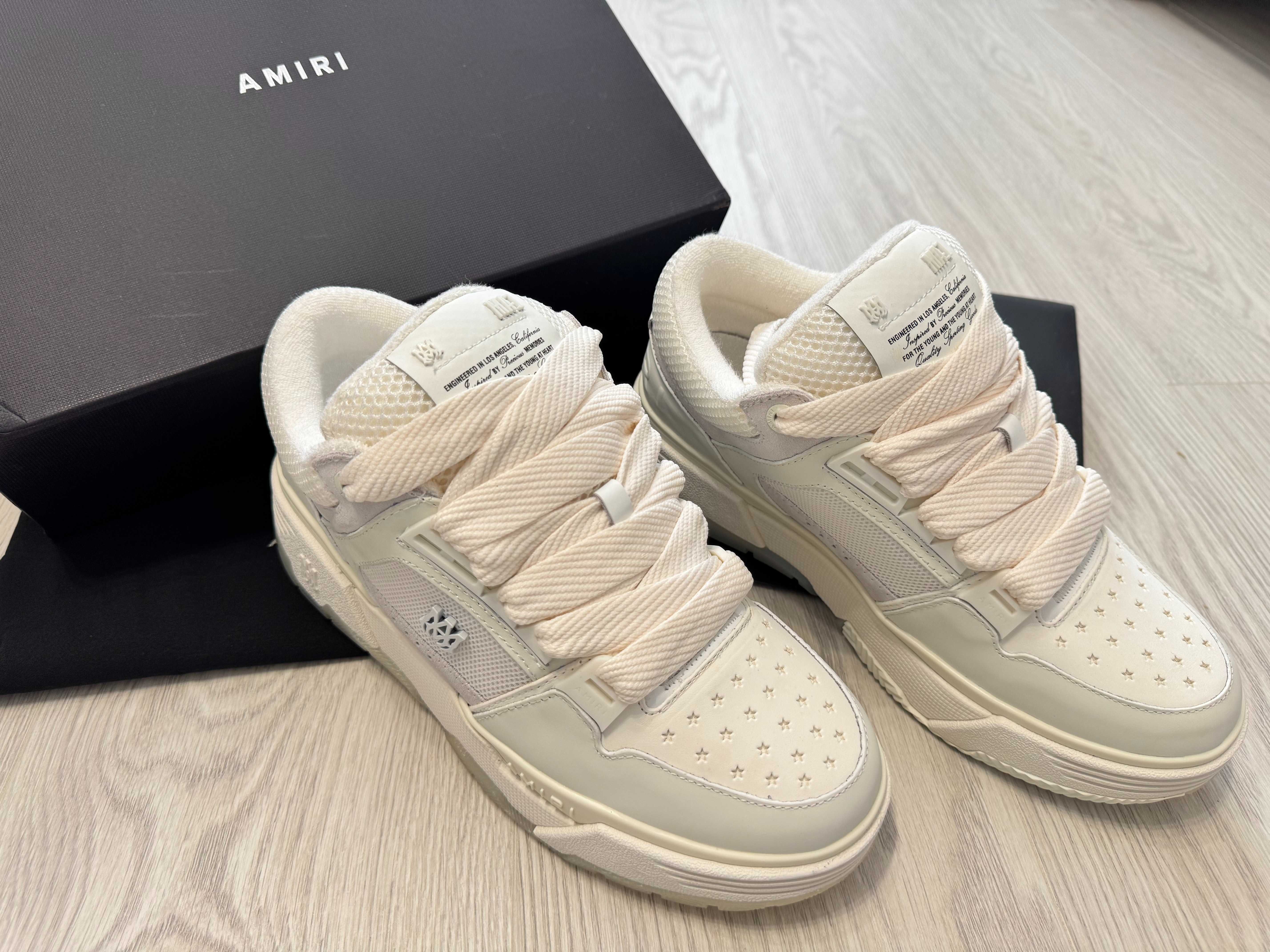 Adidasi Amiri MA-1 Lace-Up Sneakers - White Premium din Piele - NOI