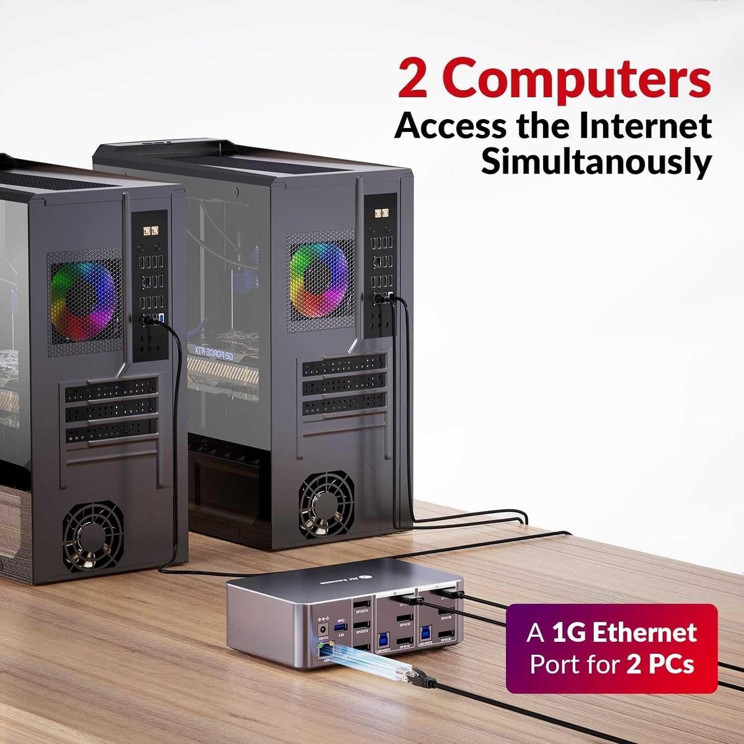 AV Access iDock D23 8K KVM докинг станция за 2 компютъра и 3 монитора