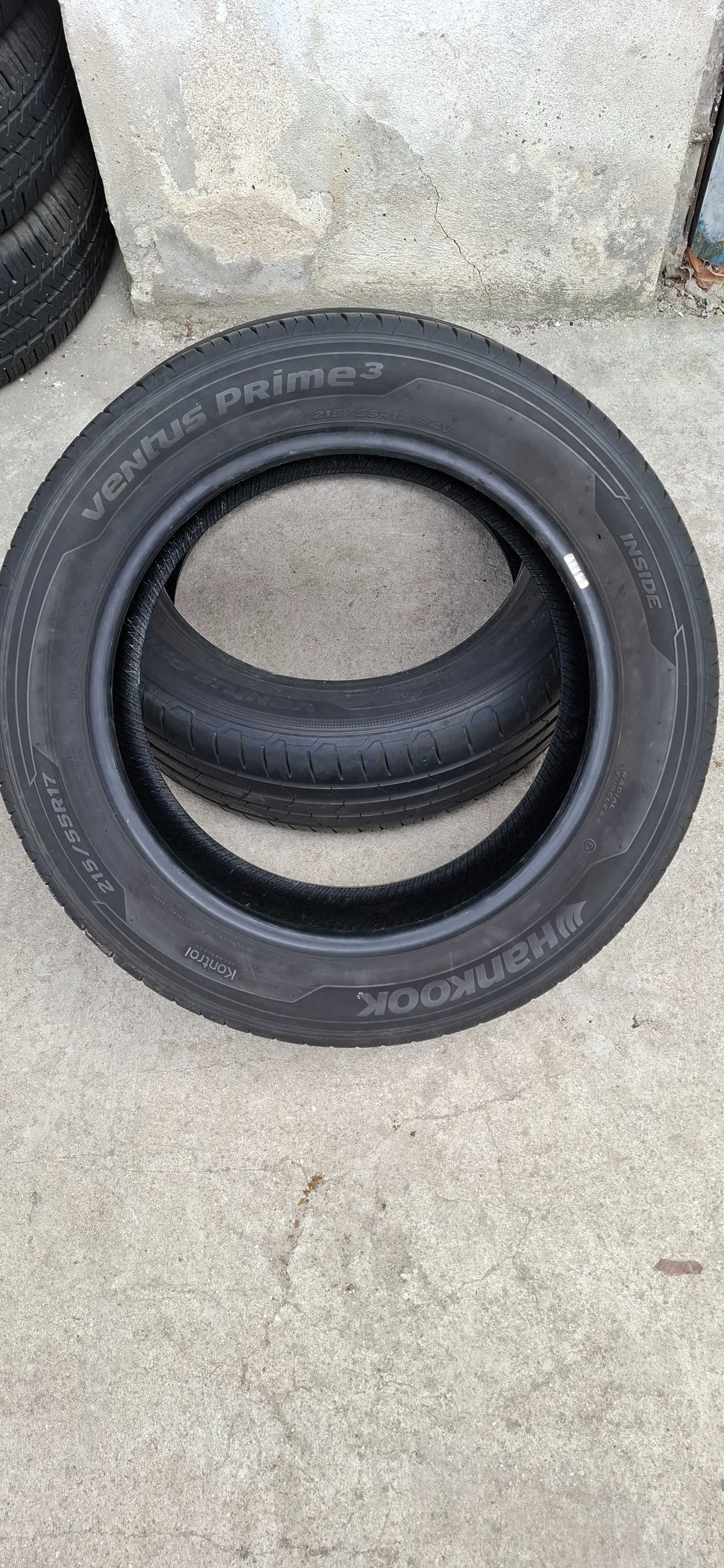2бр. 215/55/17 Hankook 7mm грайфер, дот 17г. Безплатен монтаж