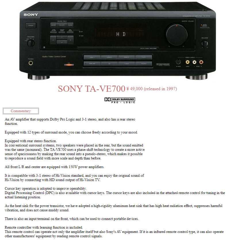 Усилвател SONY TA-VE700
