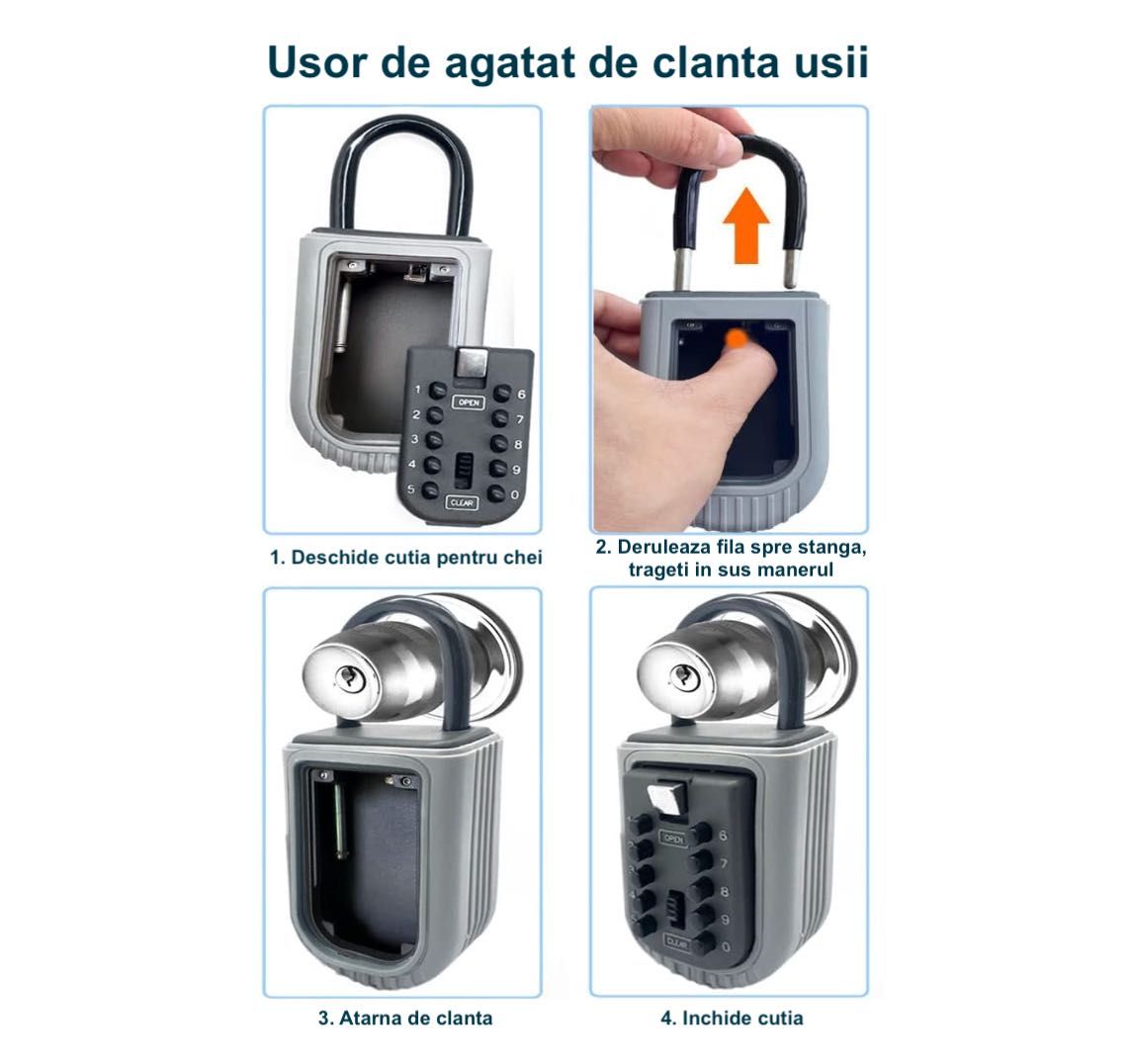 Depozitor Chei, Negru, KEYBOX, Metal, 64 mm x 34 mm x 98 mm, Cod Cifru