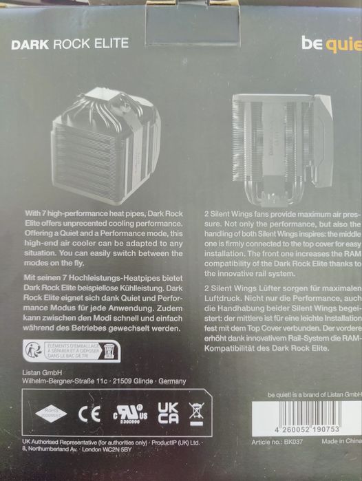 Cooler CPU Bequiet! Dark Rock Elite, BK037, Fullbox, Nou