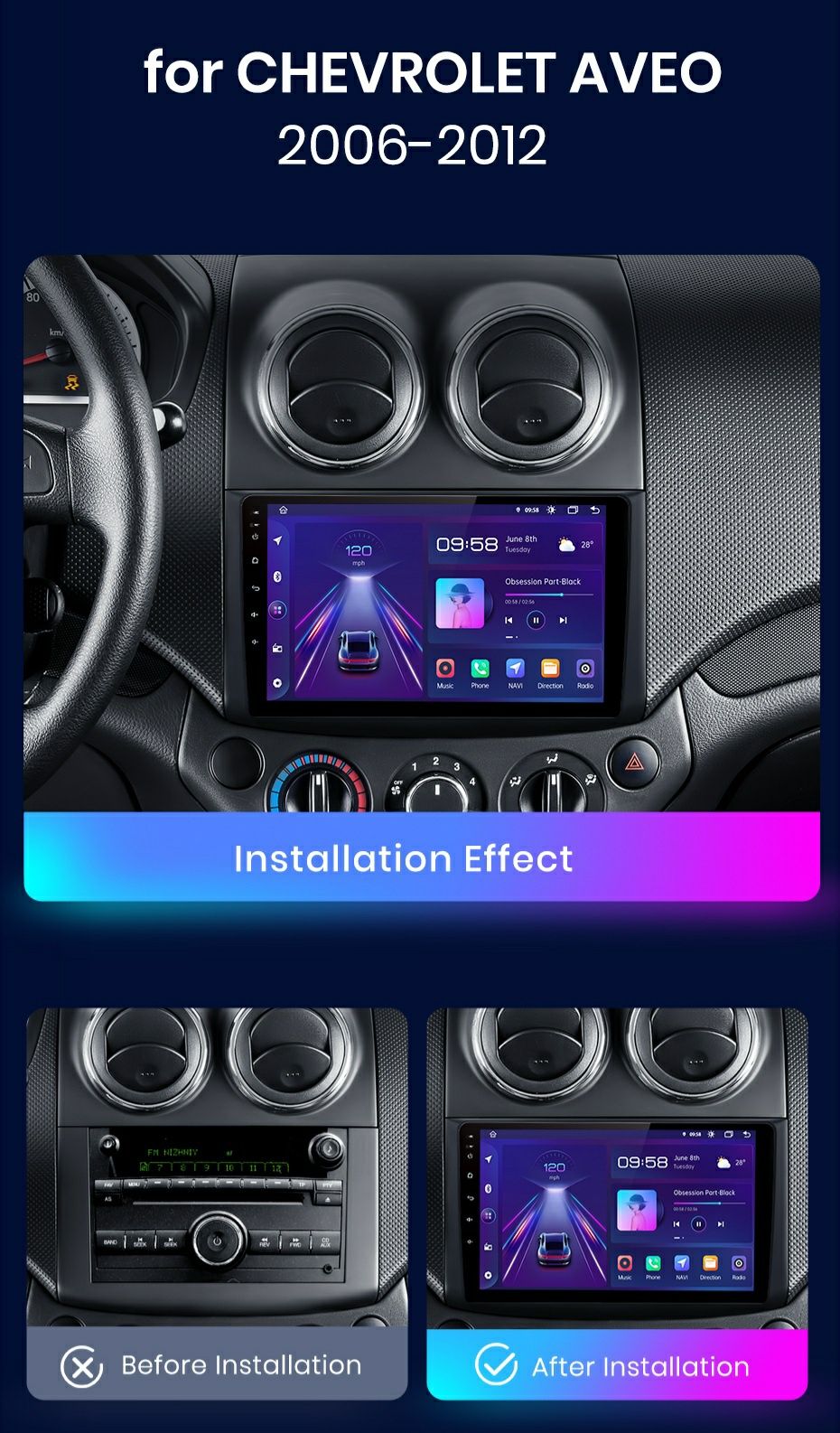 Navigatie Android dedicata pentru Chevrolet Aveo (2006-2012)
