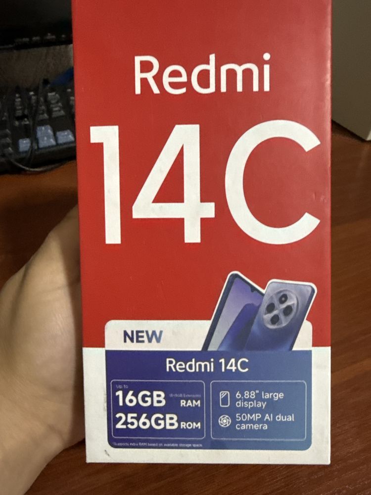 Redmi 14C 256GB ROM, 16GB RAM, 6.88” large diplay, 50MP Al dual camera
