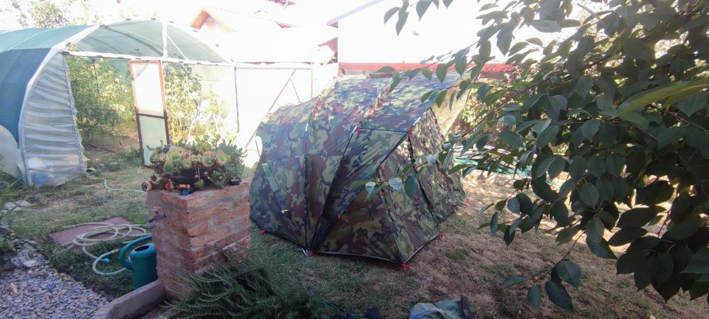 Cort de pescuit vidaXL, pentru 5 persoane, camuflaj, impermeabil, 7.83