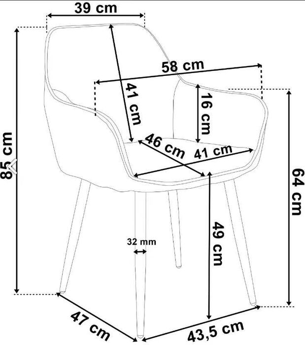 Трапезен стол Алба кадифе цвят старо злато