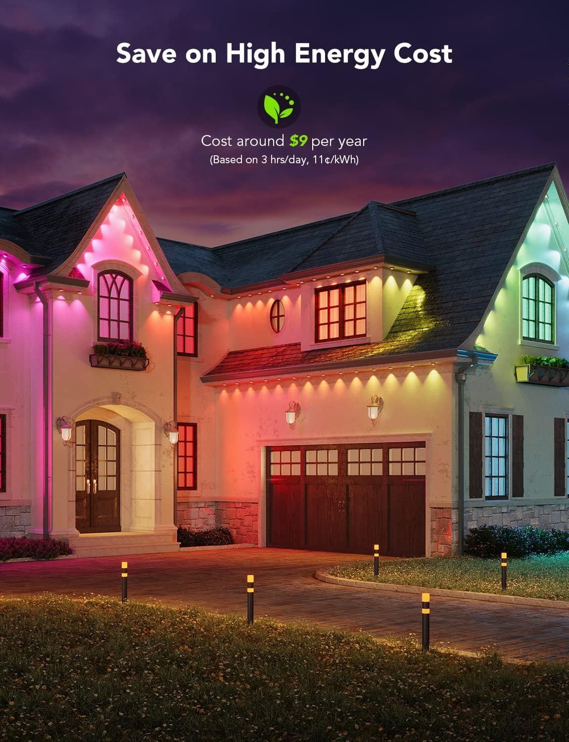 Govee Outdoor String Lights 45 метра RGBIC смарт външни лед светлини