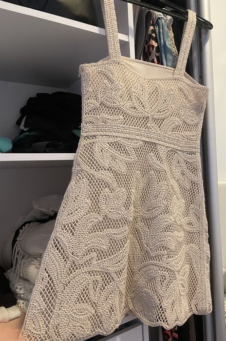 Rochie eleganta Maje crosetata culoare nude
