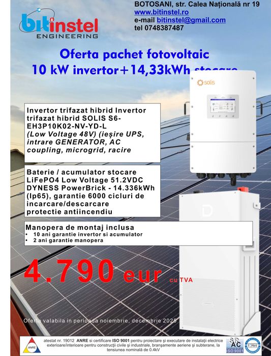 Pachet sistem fotovoltaic cu stocare