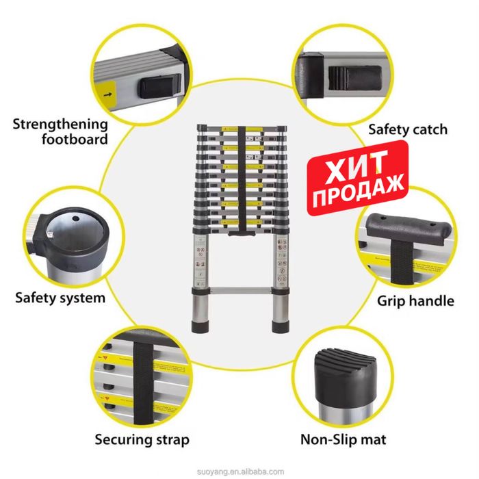 Стремянка телескопическая для дома и строительства