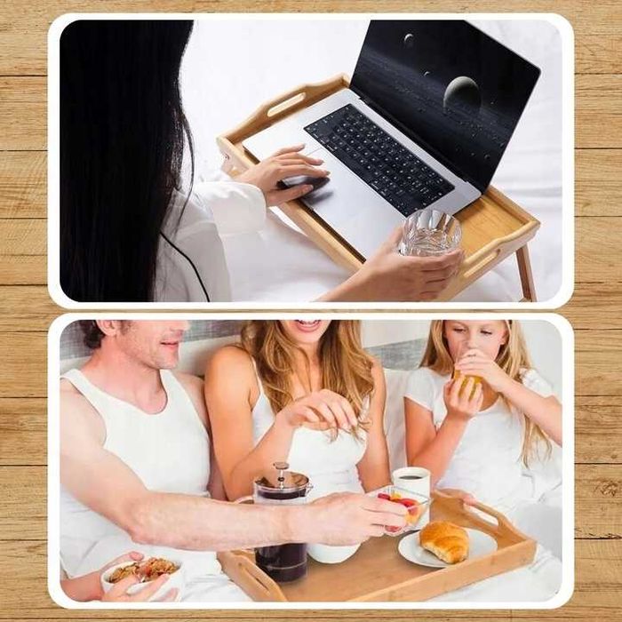 Сгъваема бамбукова масичка за лаптоп и закуска в леглото Ruhhy