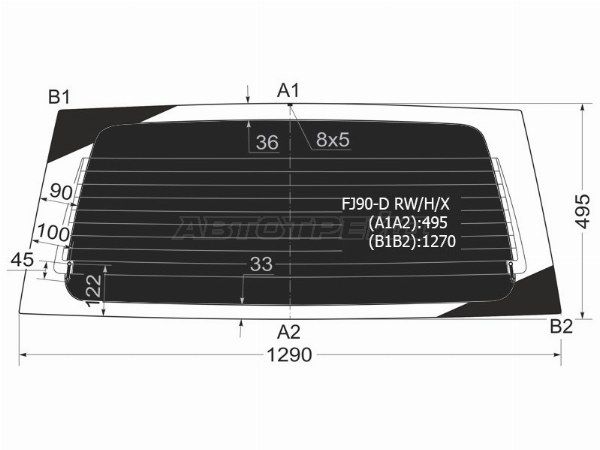 Стекло заднее затемненное с обогревом TOYOTA LAND CRUISER PRADO 3/5D 9