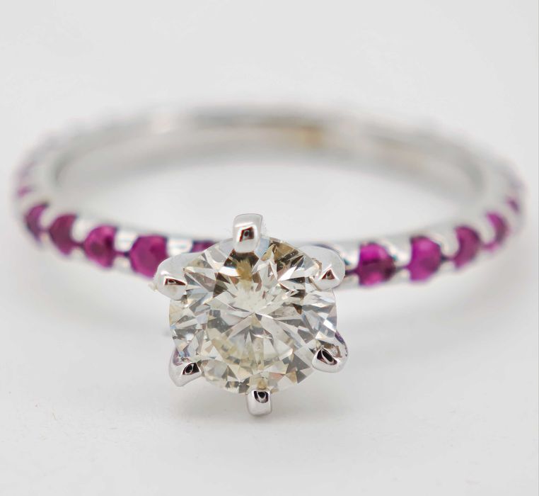 Inel aur 14k cu diamante si safire 1.31ct