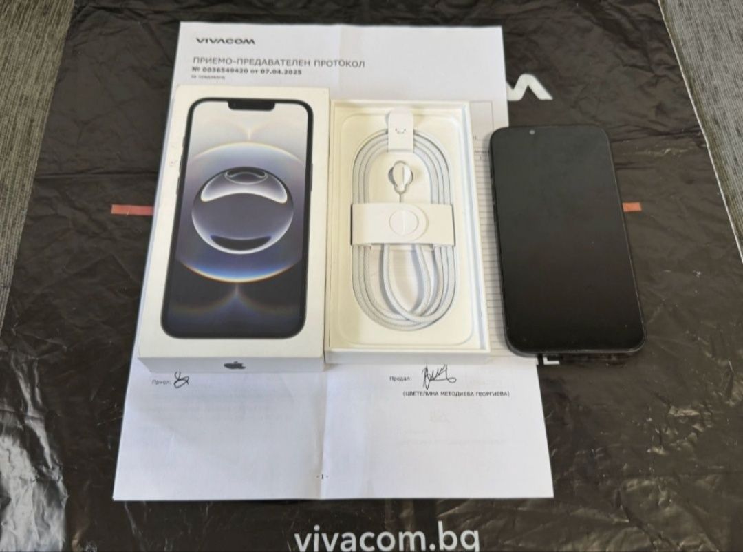 КАТО НОВ 128GB iPhone 16e wallet Гаранция от Vivacom до 2027 Black