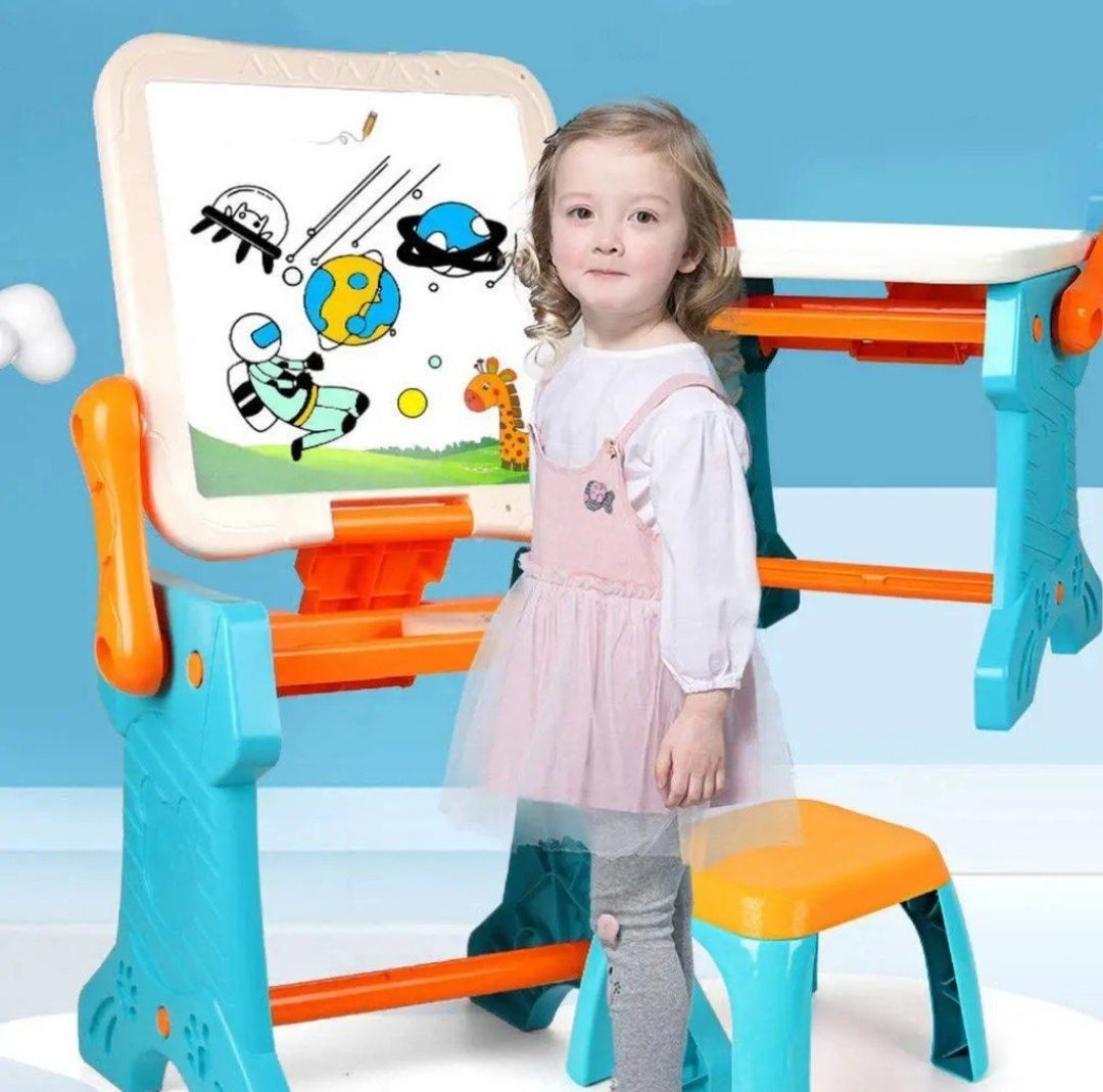 Доставка бесплатная! Детский большой стол-мольберт со стульчиком 2в1