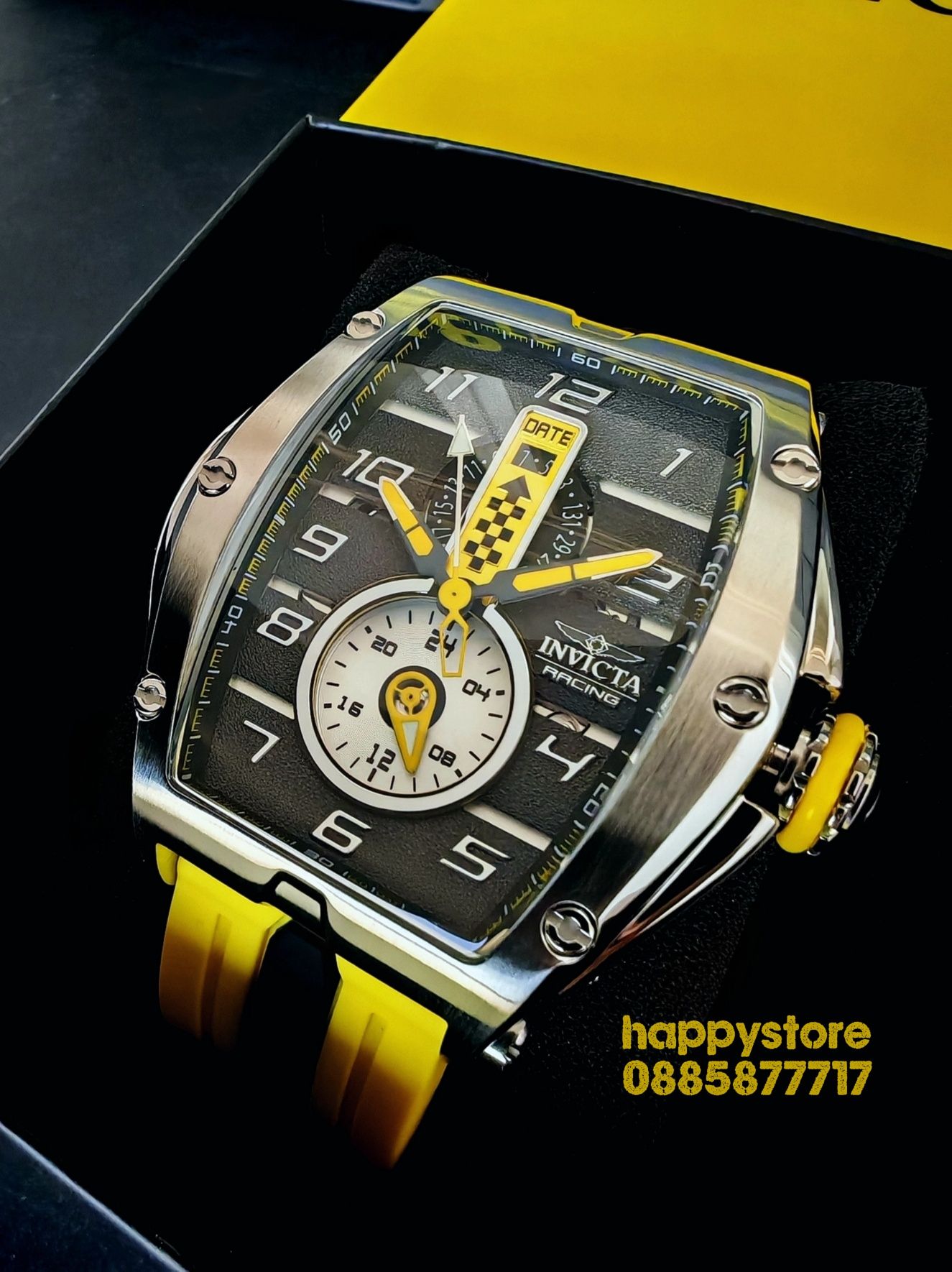 INVICTA RACING Monza Yellow steel 57 mm, Инвикта нов ръчен часовник