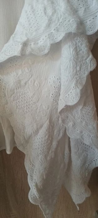 Kimono blazer alb superb cu broderie