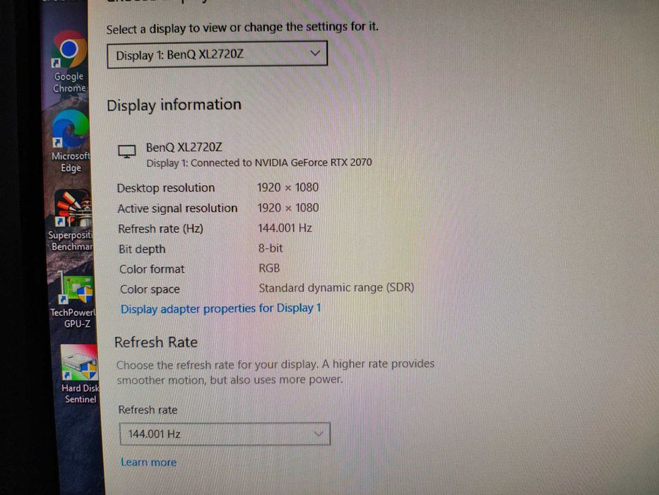 Monitor LED BenQ Gaming XL2720 27 inch 1 ms Black 144Hz.