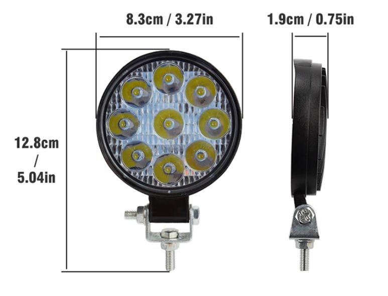 2 Бр. 27W Кръгли Мини Led Диоден Фар Прожектор Дневни Светлини 12V 24V