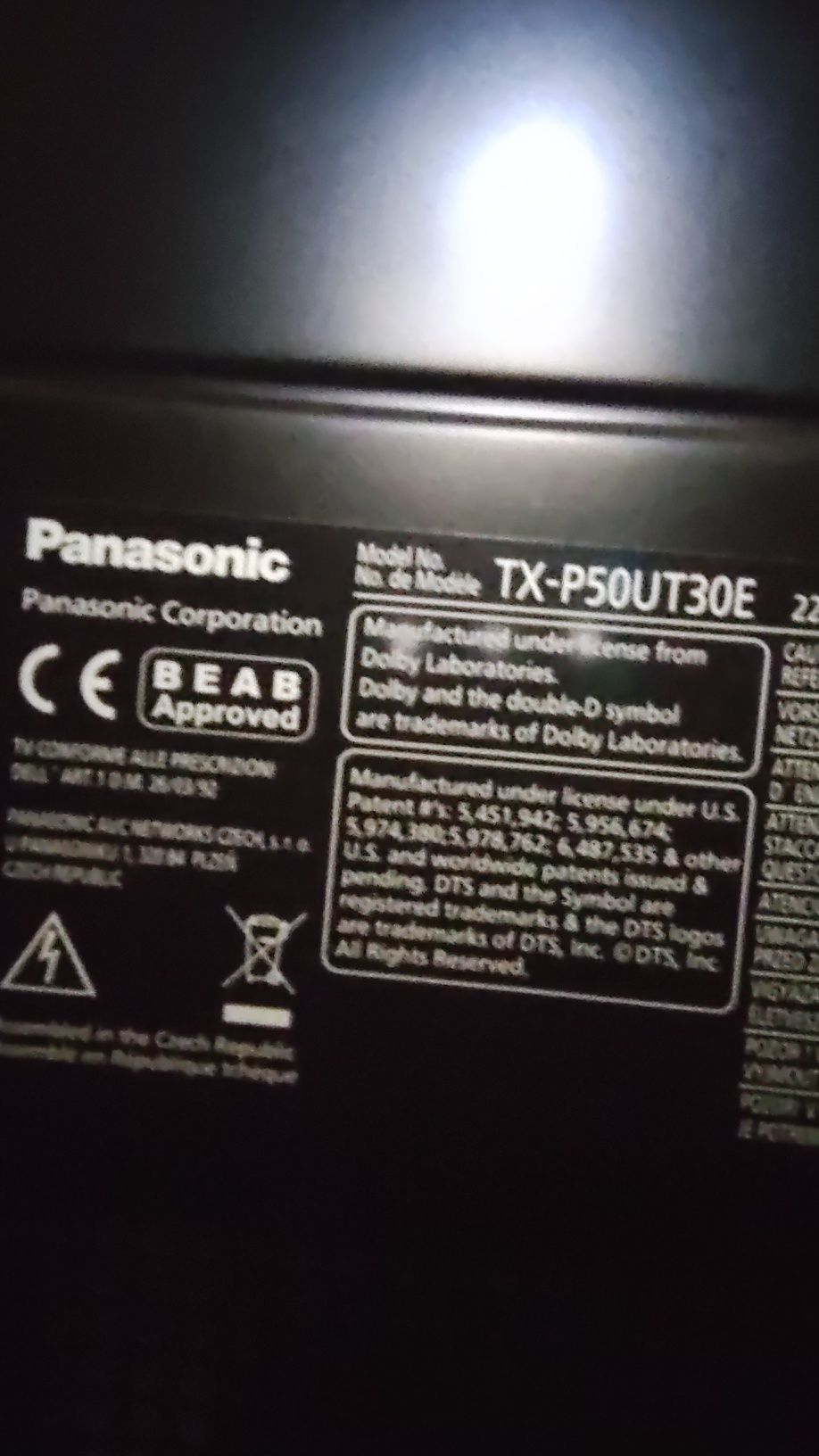 Panasonic plasma. Panel 12bit Fullhd+ 3D