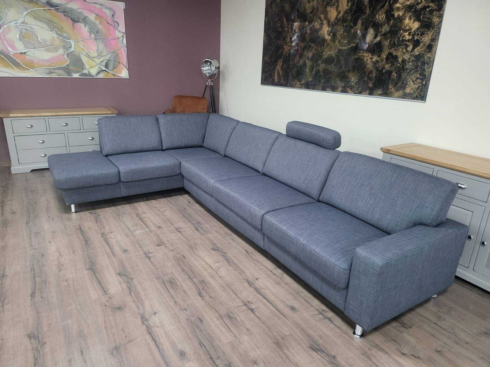 Сив ъглов диван от плат с фунция сън ZE-EM09002