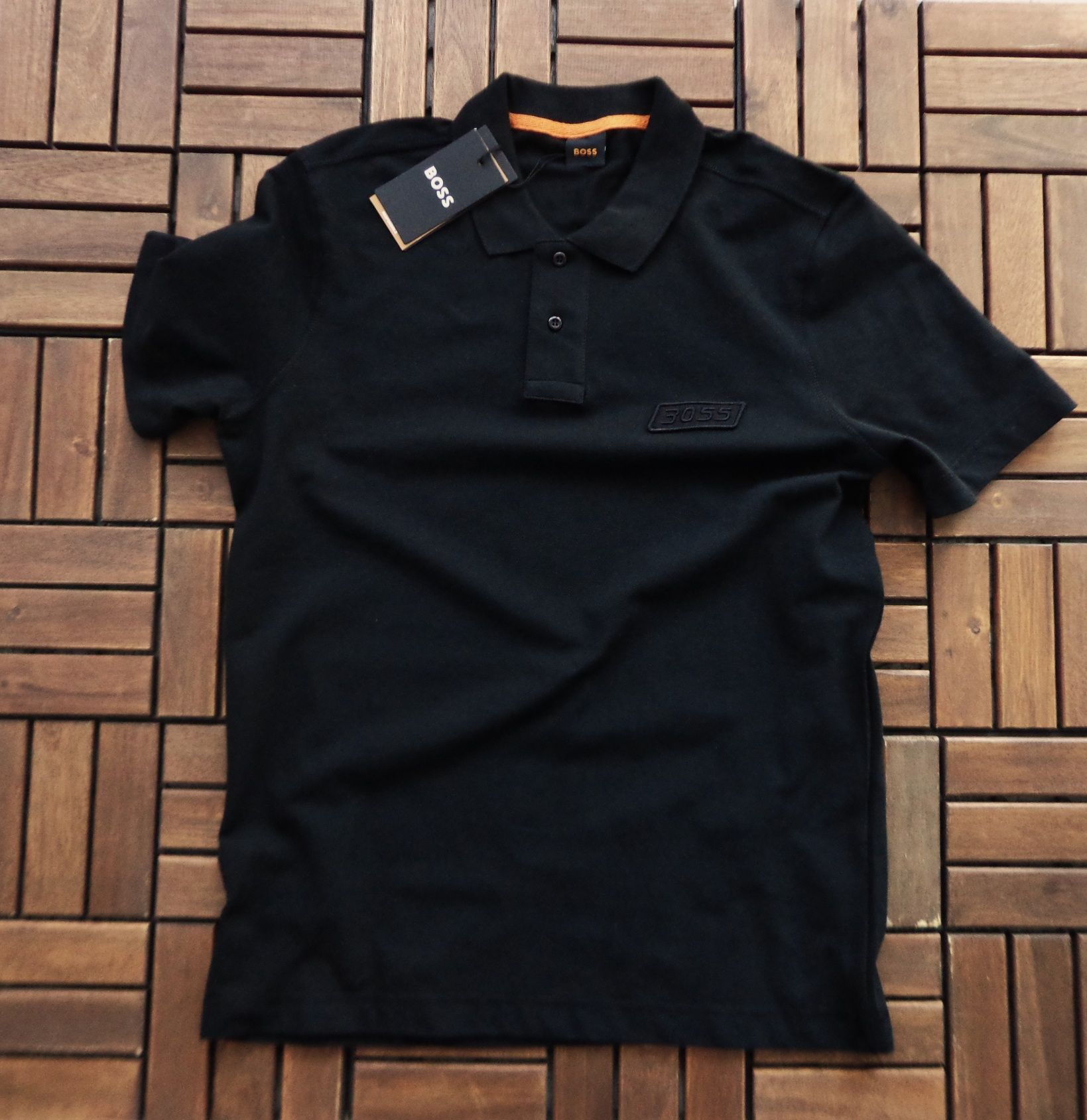 Мъжка поло тениска BOSS Cotton Polo T-shirt Black