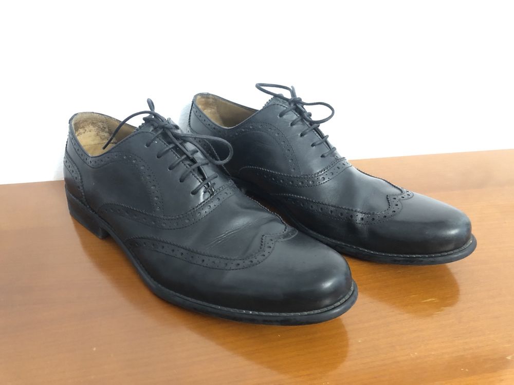 Pantofi zara negri oxford piele 44