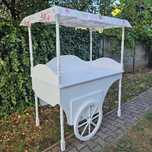 Carucior candybar/lemonade bar pt. evenimente, din pal si lemn, alb