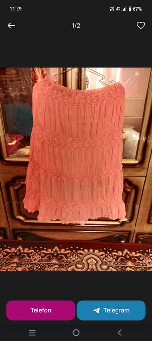 Pushti rangli yengil yubka