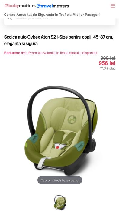 Scoica Cybex Aton S 2 I-size stare foarte buna
