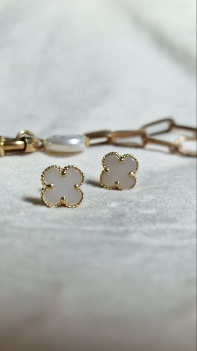 Серьги Van cleef из жёлтого золота ЖанТаС ломбард Астана