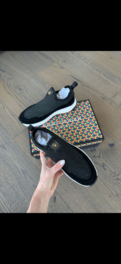 Kurt Geiger оригинални дамски черни сникърси маратонки кецове