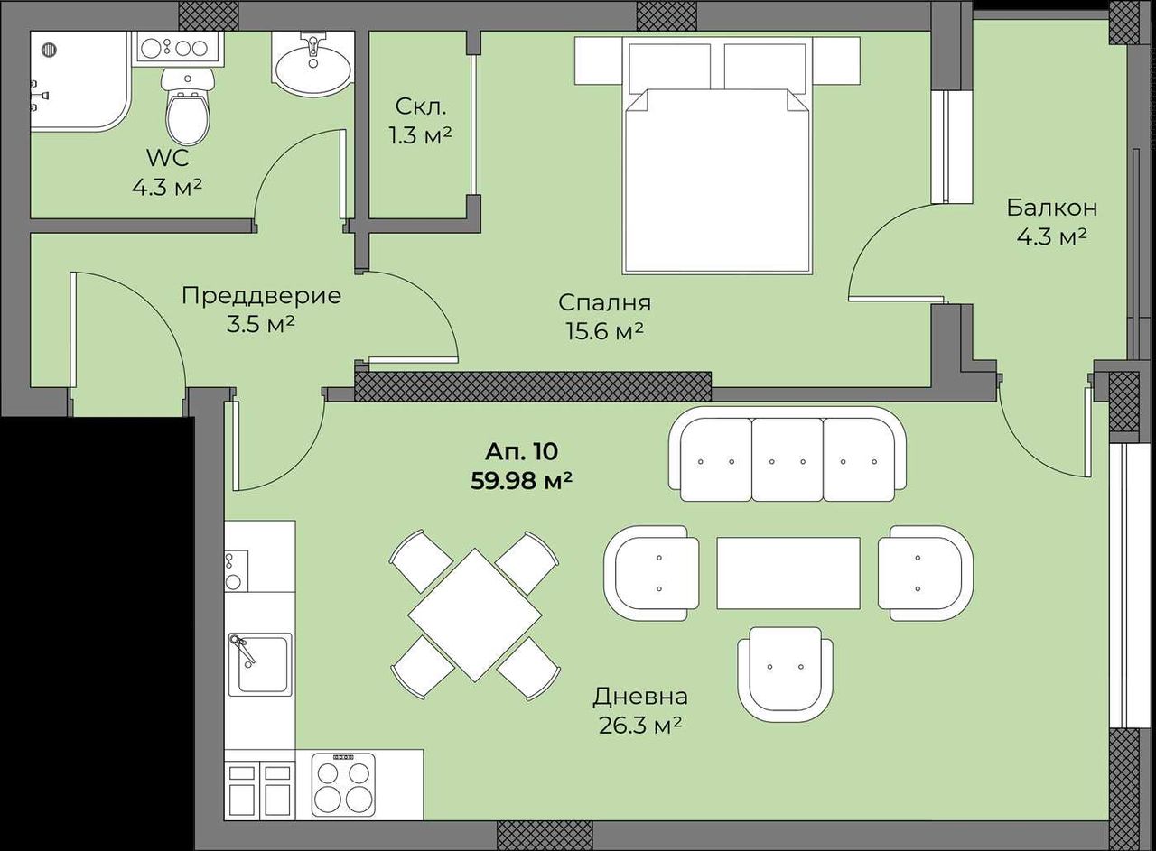 Продава се Двустаен апартамент в Пловдив, Беломорски - 68 кв.м за 1240 €/кв.м - Снимка #1