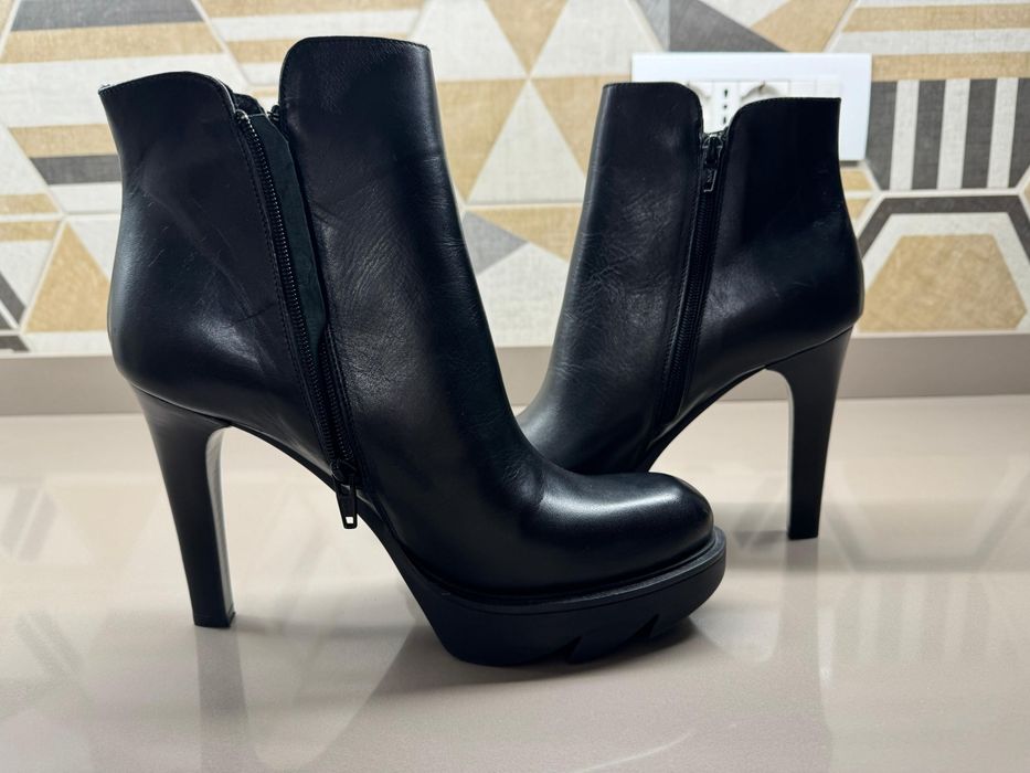 Cizme cu toc din piele Lea Foscati