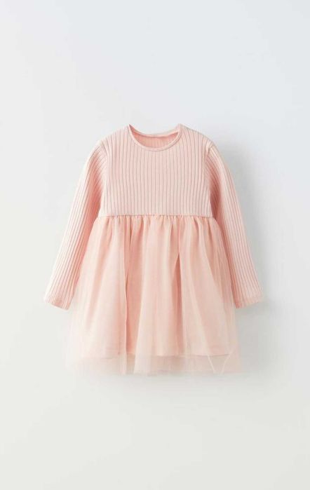 Zara рокля с тюл размер 12-18м