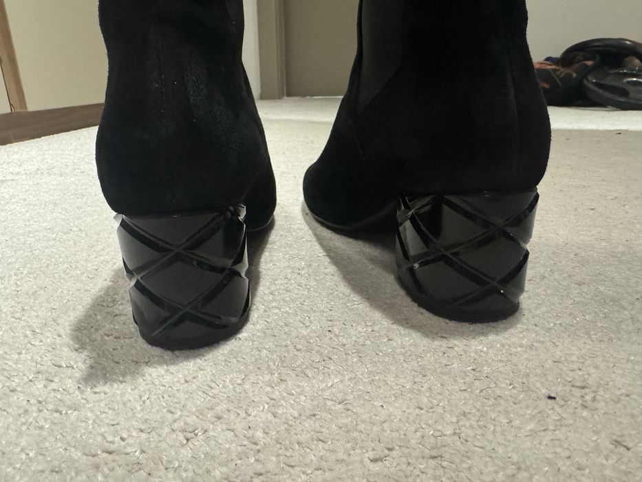 Велурени боти с удобен ток, 38 номер