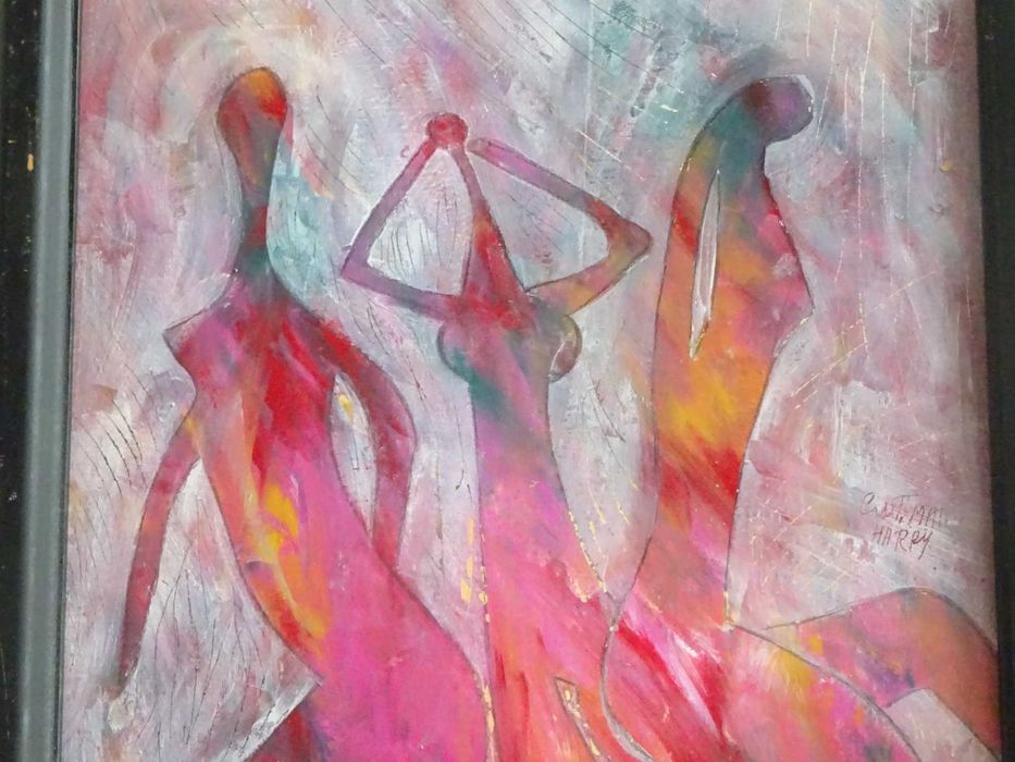 Tablou Harry Guttman ’Trei gratii’- Lucrare pe carton deosebita