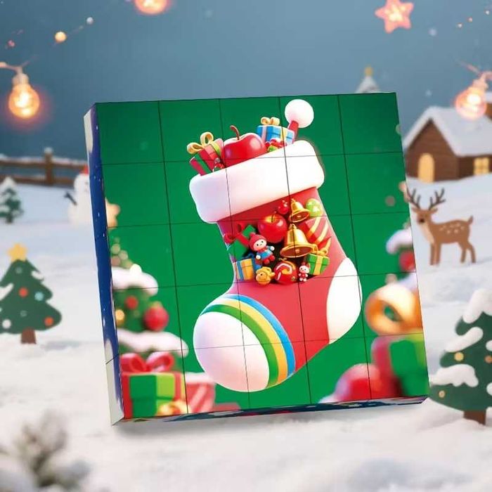 Коледен магнитен пъзел, 25 кубчета