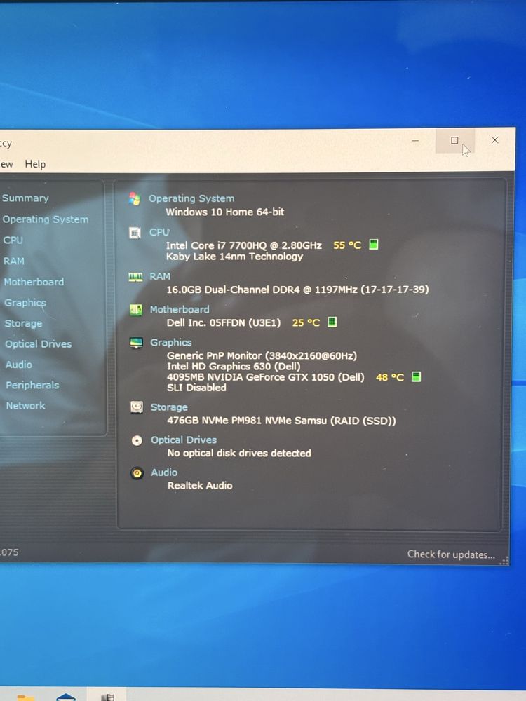 Dell xps 9560• i7-7700HQ• Display 15”  4K•16gb ram• 512 SSD• GTX 1050