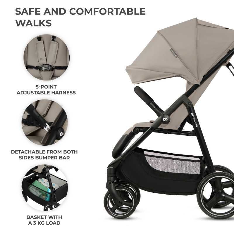 Мострена бебешка количка Kinderkraft Trig 3 бежова