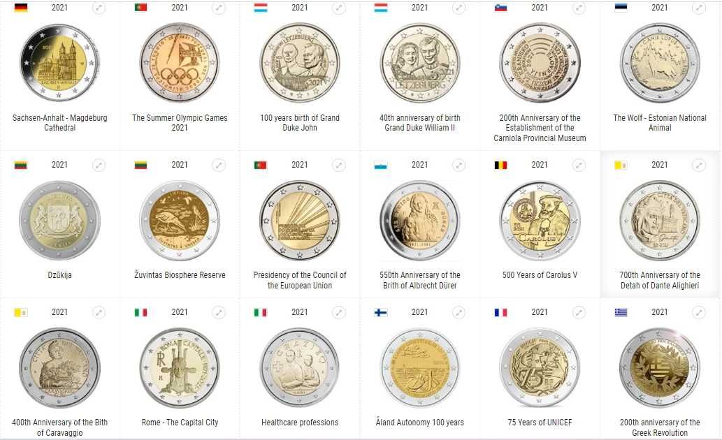 Сет 2 евро монети (възпоменателни) 2019-2021 / 2 Euro Coins
